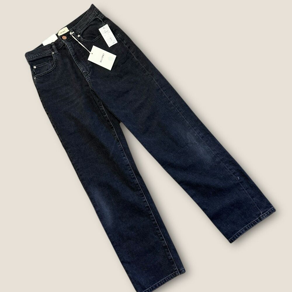 DL1961 Jeans Women’s 26 High Rise Straight Nightshade Black Denim NWT $209